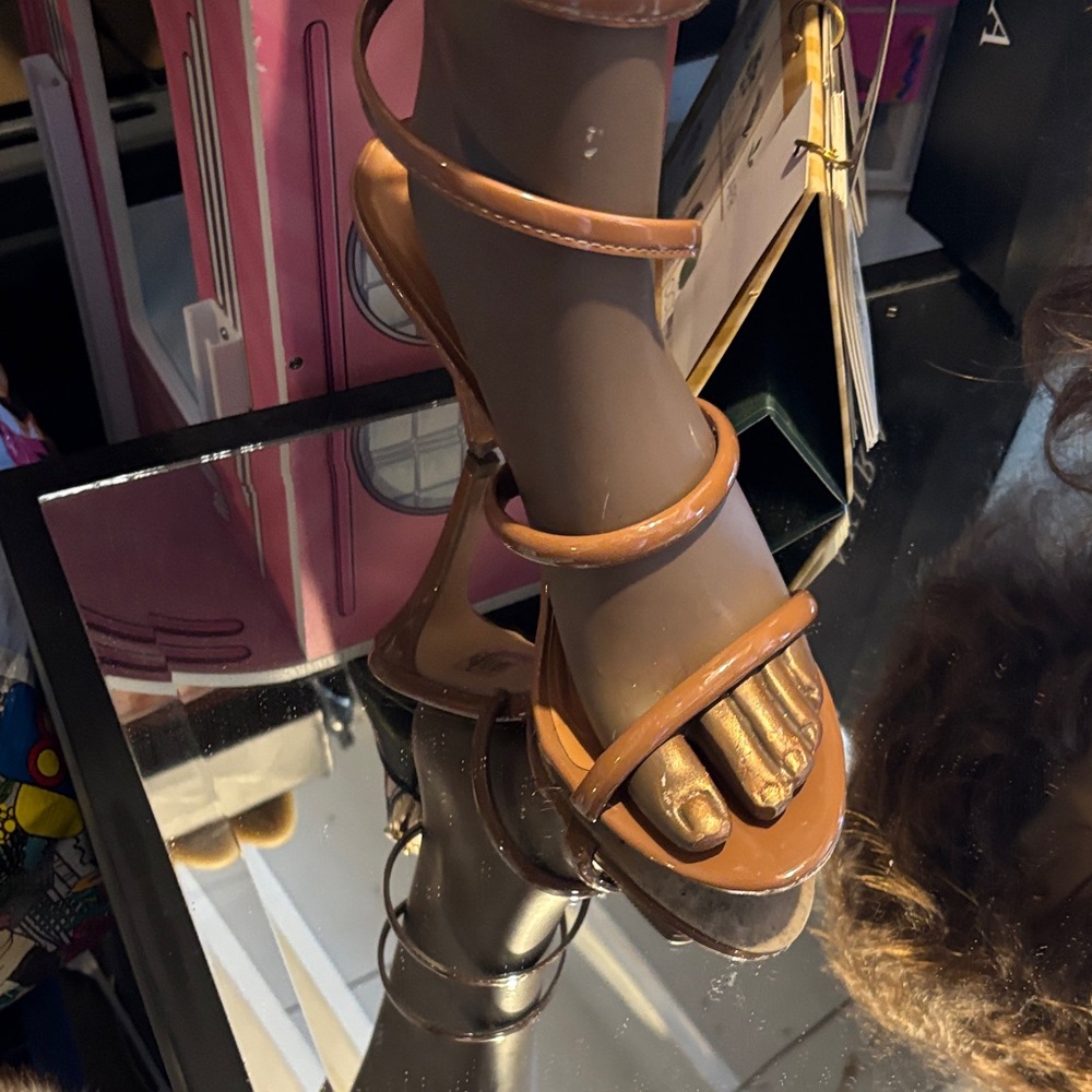 AKIRA Tan Strappy Heels